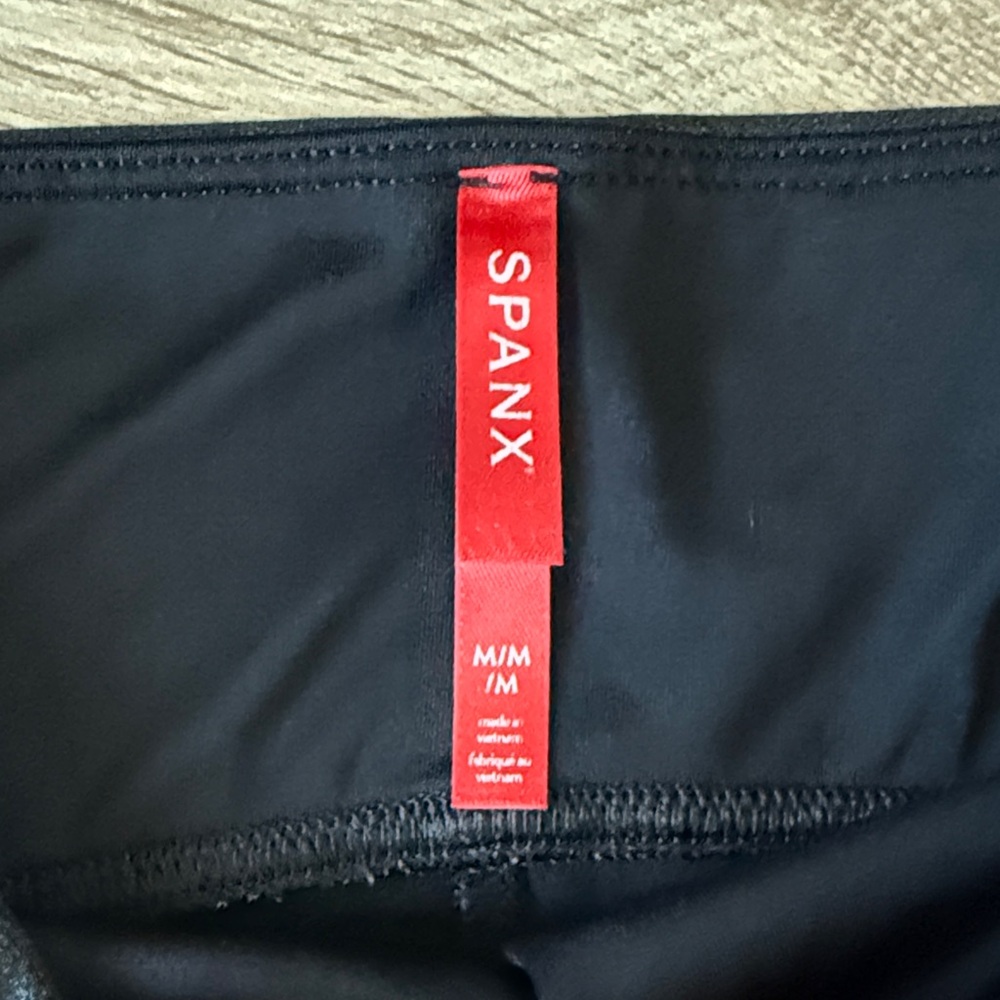 SPANX Black Faux Leather High-Waisted Leggings - Picture 2 of 4